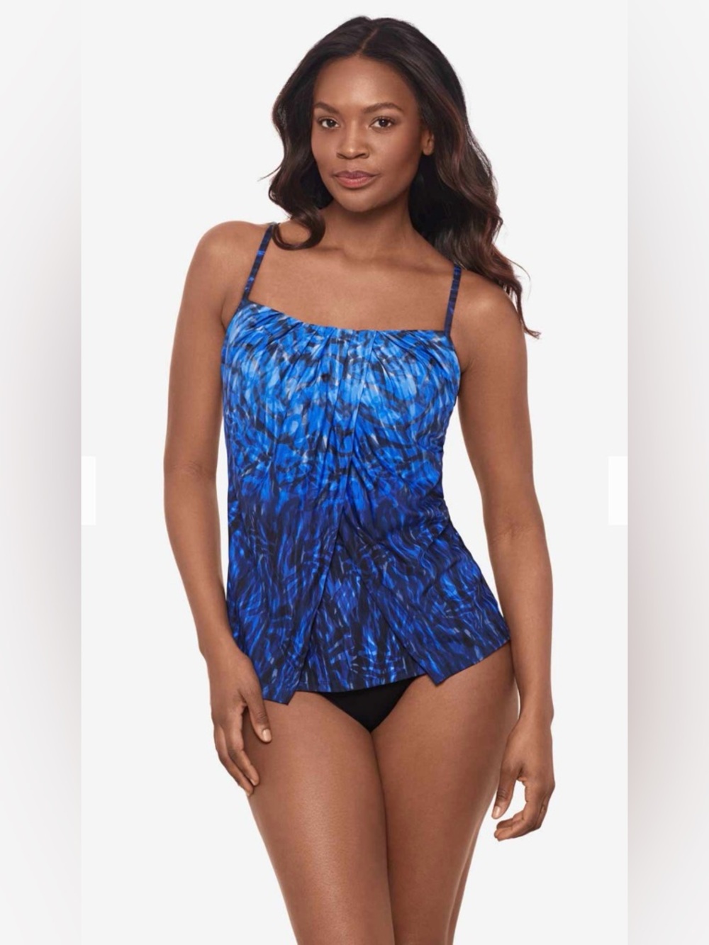 Miraclesuit 6501187 Jubilee Tankini Top in Paka Mayan US Sz 12 Blue Black $114